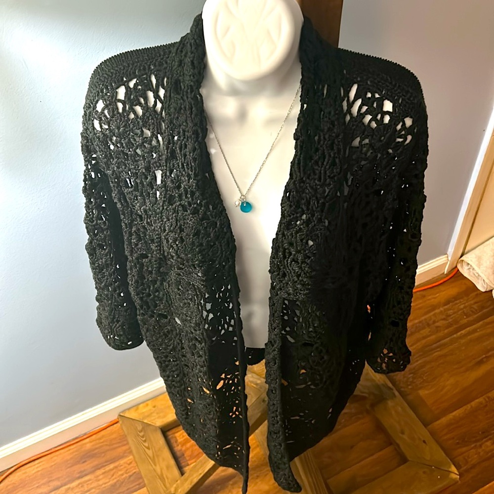 🖤Black Heavy Knit Cardigan L🖤